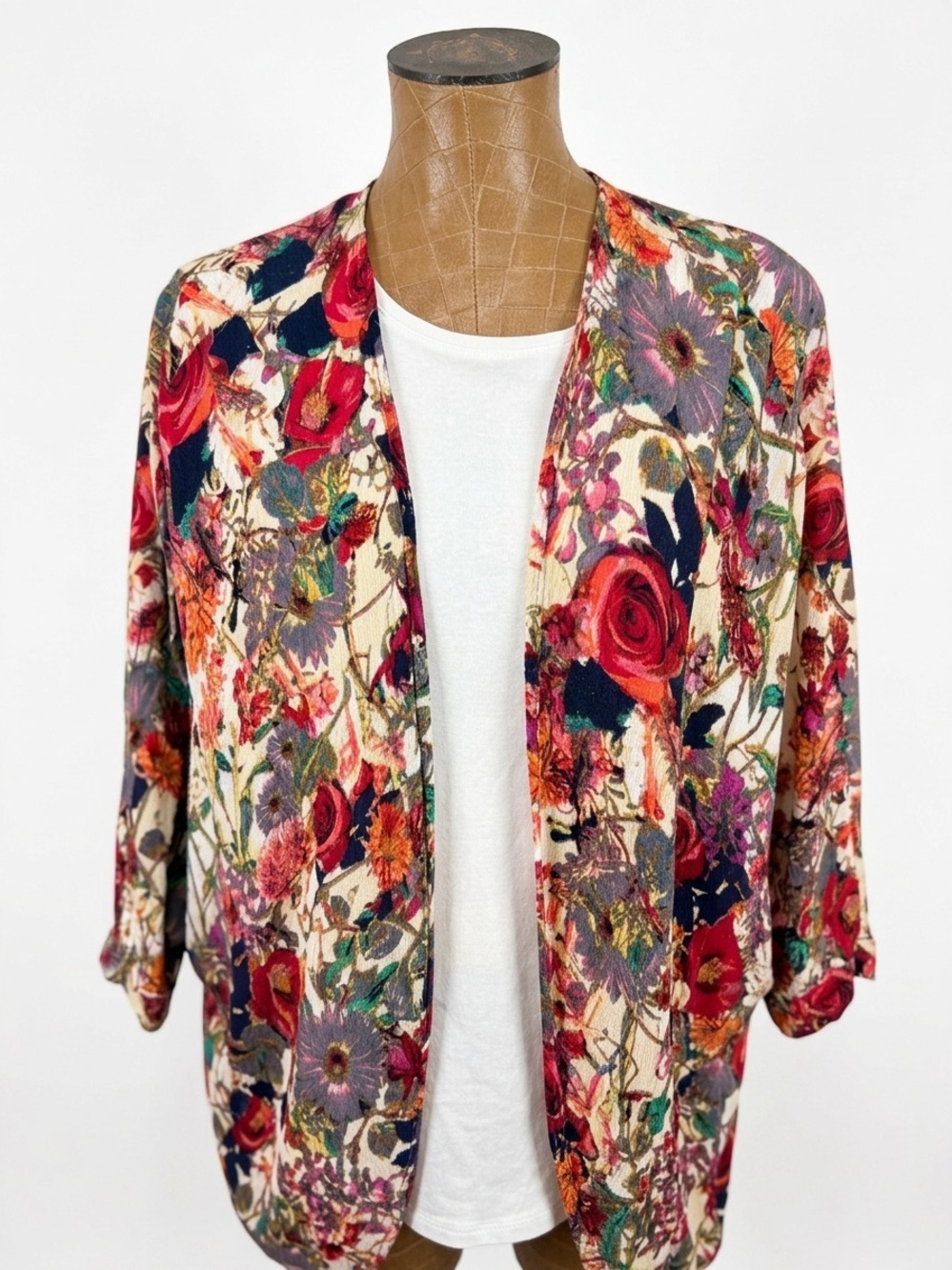 Trend Shop Floral Print Kimono Cardigan Lightweight Bohemian Layering Piece